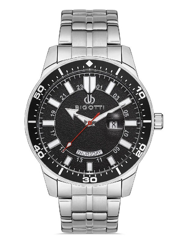 Bigotti Analog Watch for Men with Stainless Steel Band, BG.1.10266-2, Silver-Black
Bigotti Analog Watch for Men with Stainless Steel Band, BG.1.10266-2, Silver-Black