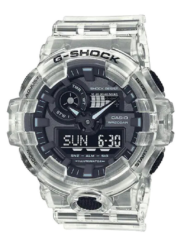 Casio G-Shock Analog + Digital Watch for Men with Resin Band, GA700SKE-7A, Semi-Transparent Colour-Black
Casio G-Shock Analog + Digital Watch for Men with Resin Band, GA700SKE-7A, Semi-Transparent Colour-Black