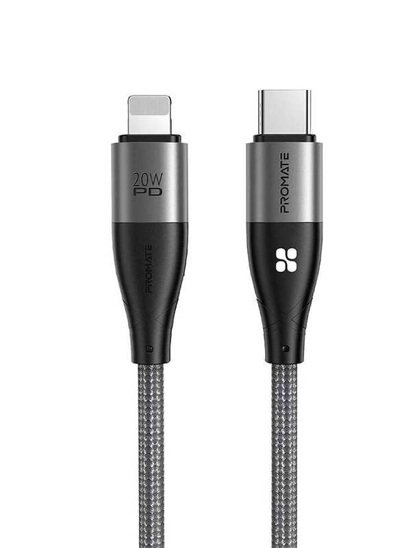 Promate 1.2-Meter 20W Fast Charging & Data Cable, USB Type-C to Lightning for Apple Devices, iCord-PD20 Black, Black
Promate 1.2-Meter 20W Fast Charging & Data Cable, USB Type-C to Lightning for Apple Devices, iCord-PD20 Black, Black