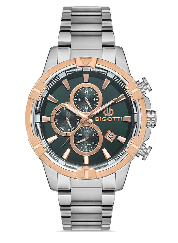Bigotti Analog Watch for Men with Stainless Steel Band, Water Resistant, BG.1.10347-5, Silver-Green
Bigotti Analog Watch for Men with Stainless Steel Band, Water Resistant, BG.1.10347-5, Silver-Green