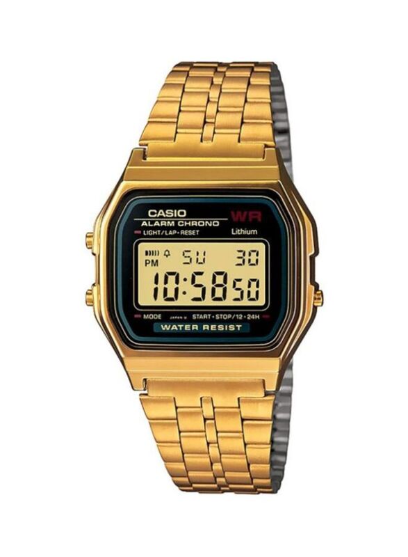 Casio Digital Watch for Men with Stainless Steel Band, Water Resistant, A 159 WGE A - 1D, Gold/Multicolour
Casio Digital Watch for Men with Stainless Steel Band, Water Resistant, A 159 WGE A - 1D, Gold/Multicolour