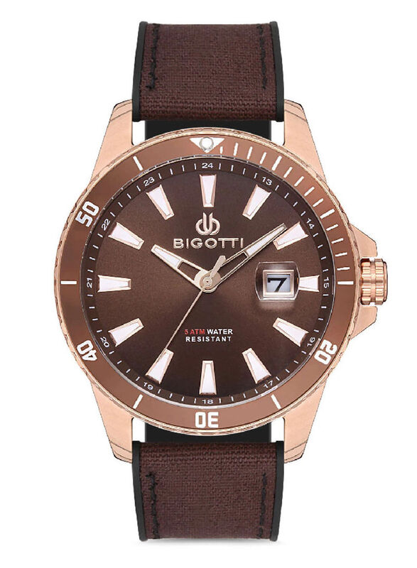 Bigotti Analog Watch for Men with Silicone Band, Water Resistant, BG.1.10128-6, Dark Brown/Black-Brown
Bigotti Analog Watch for Men with Silicone Band, Water Resistant, BG.1.10128-6, Dark Brown/Black-Brown