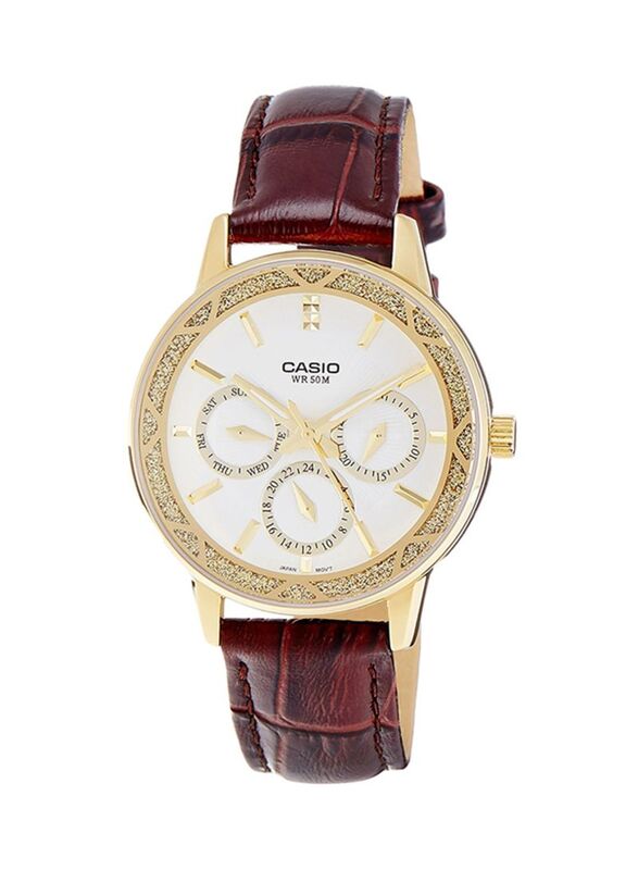 Casio Enticer Analog Wrist Watch for Women with Leather Band, Water Resistant, LTP-2087GL-5AVDF, Brown-White
Casio Enticer Analog Wrist Watch for Women with Leather Band, Water Resistant, LTP-2087GL-5AVDF, Brown-White