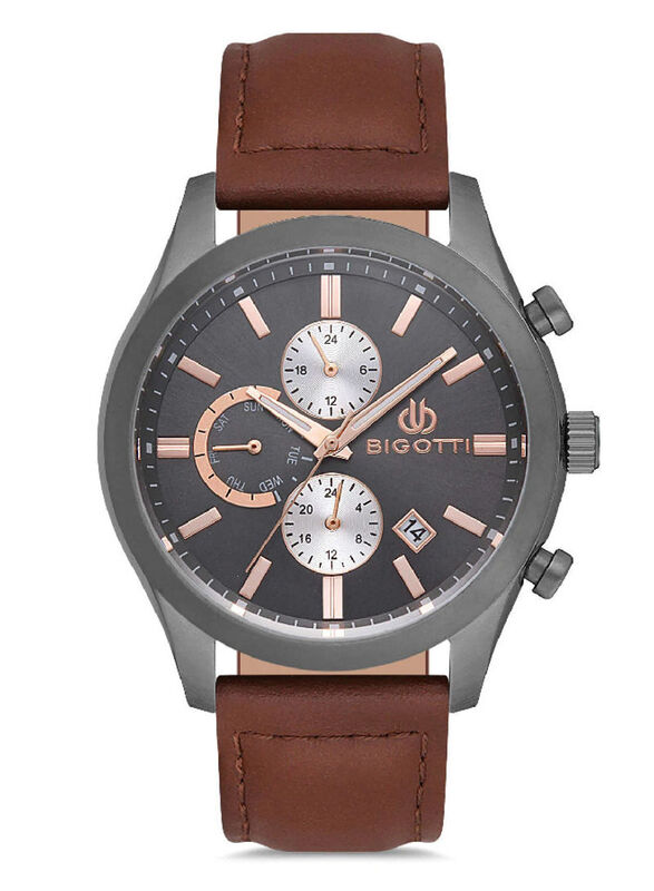 Bigotti Analog Watch for Men With Leather Band, Chronograph, BG.1.10132-4, Brown-Dark Grey
Bigotti Analog Watch for Men With Leather Band, Chronograph, BG.1.10132-4, Brown-Dark Grey