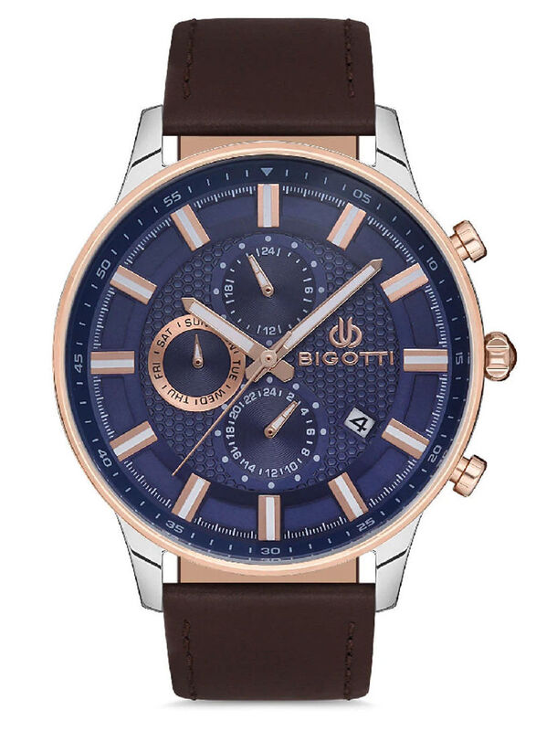 Bigotti Analog Watch for Men with Leather Band, Chronograph, BG.1.10170-5, Dark Brown-Dark Blue
Bigotti Analog Watch for Men with Leather Band, Chronograph, BG.1.10170-5, Dark Brown-Dark Blue