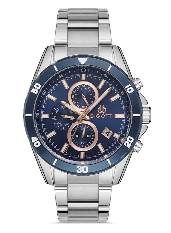 Bigotti Analog Watch for Men with Stainless Steel Band, Water Resistant, BG.1.10247-2, Silver-Navy Blue
Bigotti Analog Watch for Men with Stainless Steel Band, Water Resistant, BG.1.10247-2, Silver-Navy Blue