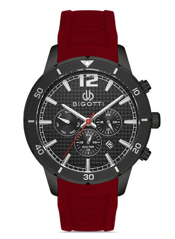 Bigotti Analog Watch for Men with Silicone Band, Chronograph, BG.1.10288-2, Red-Black
Bigotti Analog Watch for Men with Silicone Band, Chronograph, BG.1.10288-2, Red-Black