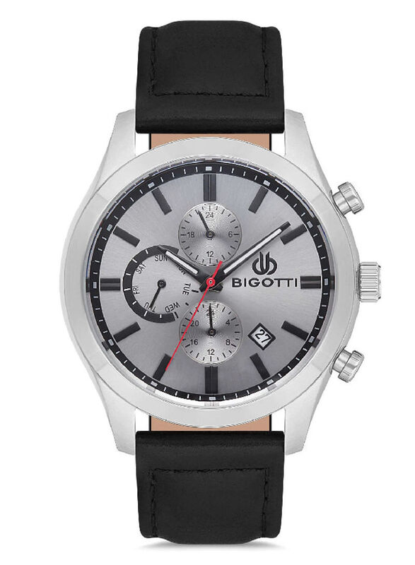 Bigotti Analog Watch for Men with Leather Band, Water Resistant, BG.1.10132-1, Black-Silver
Bigotti Analog Watch for Men with Leather Band, Water Resistant, BG.1.10132-1, Black-Silver