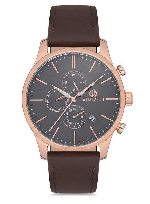 Bigotti Multifunction Analog Watch for Men with Leather Band, Chronograph, BG.1.10152-6, Dark Brown-Grey
Bigotti Multifunction Analog Watch for Men with Leather Band, Chronograph, BG.1.10152-6, Dark Brown-Grey