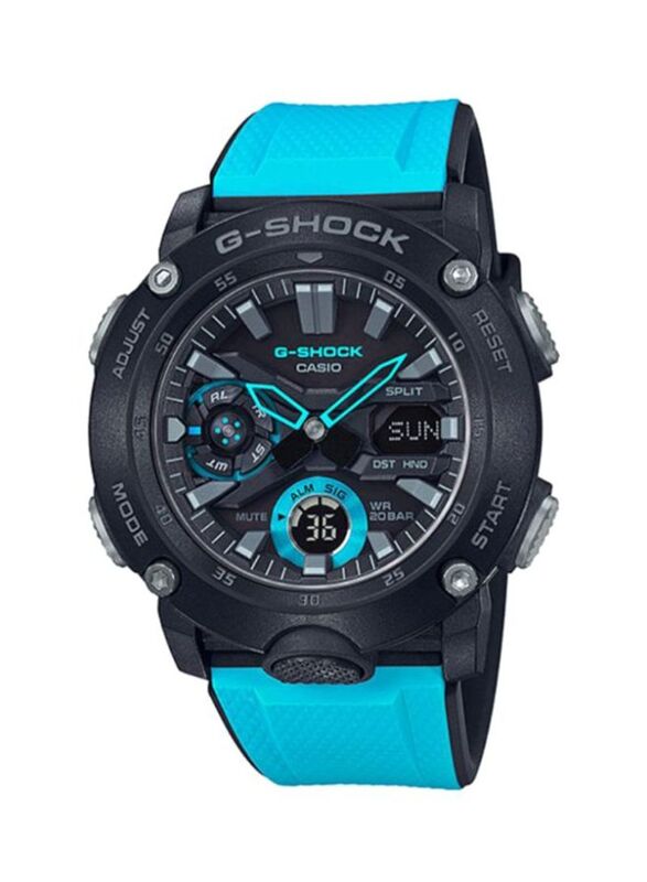 G-Shock Analog + Digital Wrist Watch for Men with Resin Band, Water Resistant and Chronograph, GA-2000-1A2, Blue-Black
G-Shock Analog + Digital Wrist Watch for Men with Resin Band, Water Resistant and Chronograph, GA-2000-1A2, Blue-Black