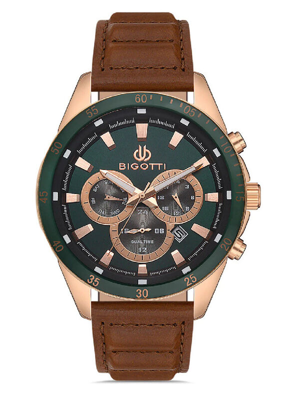 Bigotti Analog Watch for Men With Leather Band, Chronograph, BG.1.10321-5, Dark Brown-Green
Bigotti Analog Watch for Men With Leather Band, Chronograph, BG.1.10321-5, Dark Brown-Green