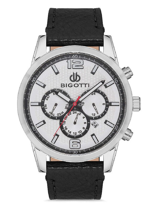 Bigotti Analog Watch for Men with Leather Band, Water Resistant, BG.1.10116-1, Black-Silver
Bigotti Analog Watch for Men with Leather Band, Water Resistant, BG.1.10116-1, Black-Silver
