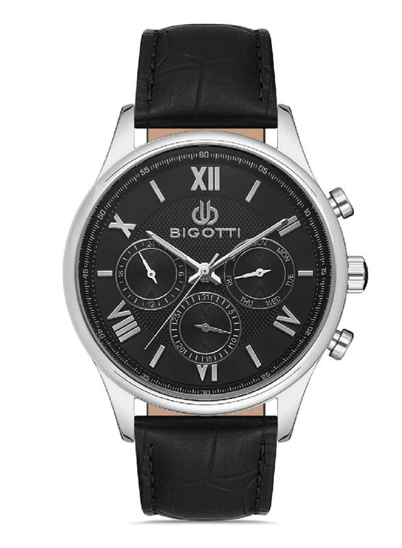 Bigotti Analog Watch for Men with Leather Band, Water Resistant, BG.1.10306-1, Black-Black
Bigotti Analog Watch for Men with Leather Band, Water Resistant, BG.1.10306-1, Black-Black