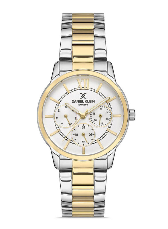 Daniel Klein Analog Watch for Women with Stainless Steel Band, Water Resistant, DK.1.13127-4, White-Silver/Gold
Daniel Klein Analog Watch for Women with Stainless Steel Band, Water Resistant, DK.1.13127-4, White-Silver/Gold