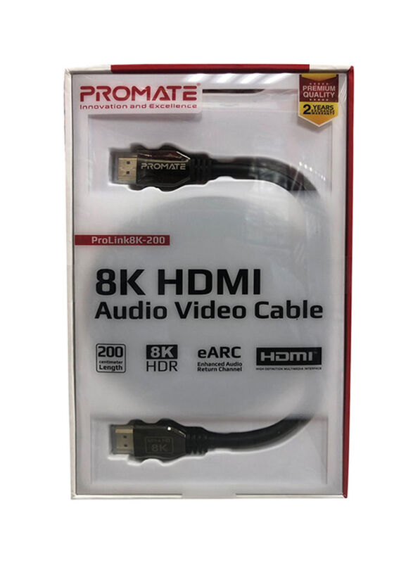 Promate 2-Meter PROLINK8K-200 Ultra High-Speed HDMI Cable with 8K HDR, HDMI to 2.1 Mini-HDMI for Multiple Devices, PROLINK8K-200, Black
Promate 2-Meter PROLINK8K-200 Ultra High-Speed HDMI Cable with 8K HDR, HDMI to 2.1 Mini-HDMI for Multiple Devices, PROLINK8K-200, Black