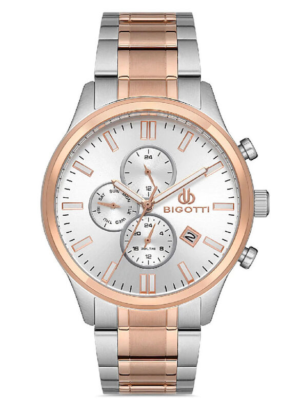 Bigotti Analog Watch for Men With Stainless Steel Band, Chronograph, BG.1.10272-5, Silver/Rose Gold-Silver
Bigotti Analog Watch for Men With Stainless Steel Band, Chronograph, BG.1.10272-5, Silver/Rose Gold-Silver