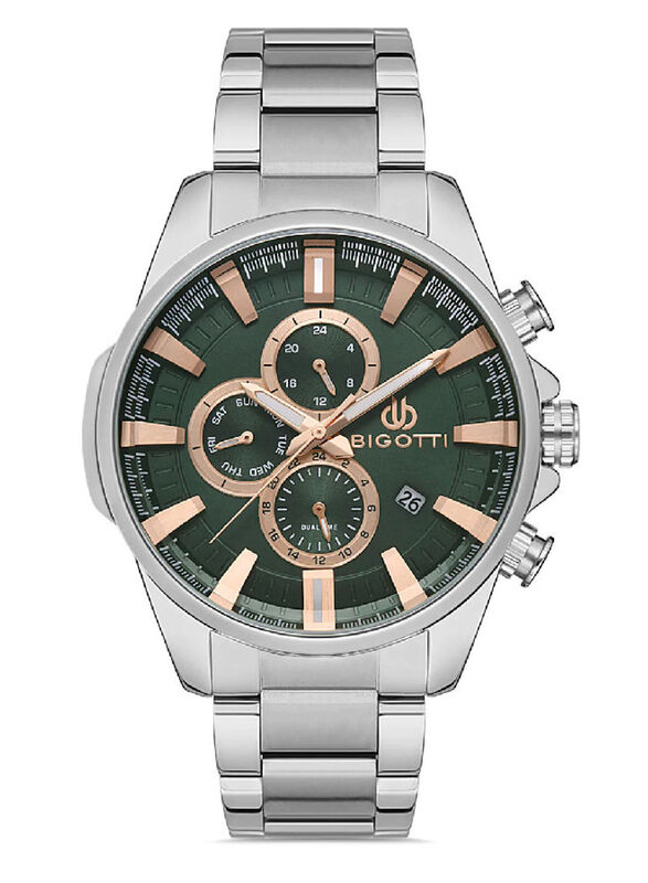 Bigotti Analog Watch for Men with Stainless Steel Band, Chronograph, BG.1.10336-2, Silver-Green
Bigotti Analog Watch for Men with Stainless Steel Band, Chronograph, BG.1.10336-2, Silver-Green