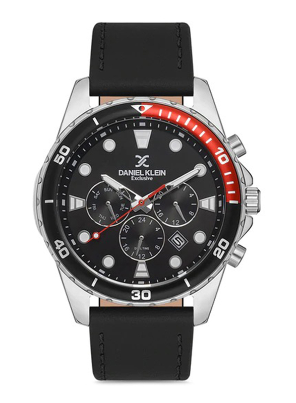 Daniel Klein Exclusive Analog Watch for Men with Leather Band, Water Resistant and Chronograph, DK.1.12952-2, Black/Silver-Red
Daniel Klein Exclusive Analog Watch for Men with Leather Band, Water Resistant and Chronograph, DK.1.12952-2, Black/Silver-Red