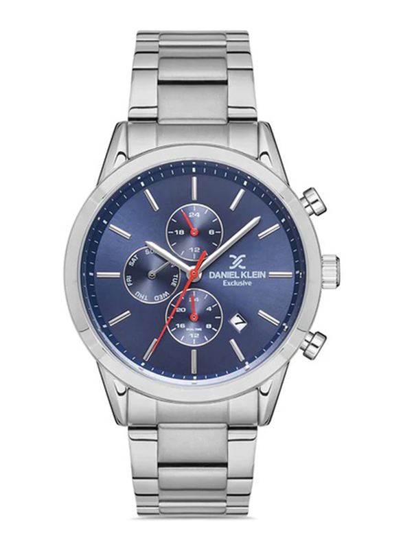 Daniel Klein Exclusive Analog Watch for Men with Stainless Steel Band, Chronograph, DK.1.12961-3, Silver/Blue
Daniel Klein Exclusive Analog Watch for Men with Stainless Steel Band, Chronograph, DK.1.12961-3, Silver/Blue