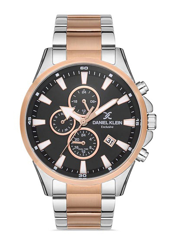Daniel Klein Exclusive Analog Watch for Men with Stainless Steel Band, Chronograph, DK.1.12946-4, Steel-Rose Gold/Gun Metal
Daniel Klein Exclusive Analog Watch for Men with Stainless Steel Band, Chronograph, DK.1.12946-4, Steel-Rose Gold/Gun Metal