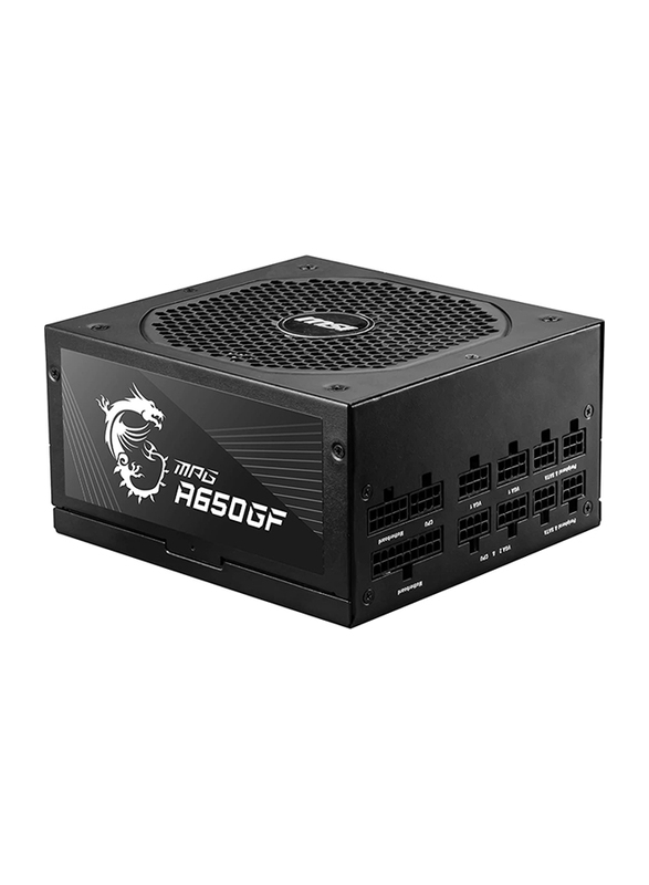 MSI MPG A650GF UK 650W 80 Plus Gold, 100 240Vac, Fully Modular, Single Rail, 55A, 140 mm Fan, ATX PSU Power Supply, Black
MSI MPG A650GF UK 650W 80 Plus Gold, 100 240Vac, Fully Modular, Single Rail, 55A, 140 mm Fan, ATX PSU Power Supply, Black