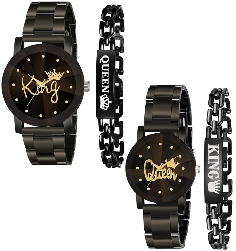 CERO King Queen Analogue Watch and Bracelet Combo for Couple Watches (King-Queen) Black Pack of 4
CERO King Queen Analogue Watch and Bracelet Combo for Couple Watches (King-Queen) Black Pack of 4