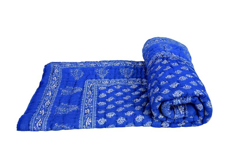 Namaste India Cotton Asthani Print Jaipuri Quilt Razai Ai Dohar Bed Blanket, Single, Blue
Namaste India Cotton Asthani Print Jaipuri Quilt Razai Ai Dohar Bed Blanket, Single, Blue
