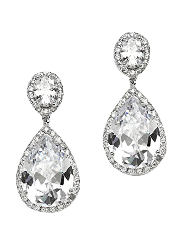 Mariell Teardrop Pear Shape Clip On CZ Wedding Bridal Earrings with Oval Halos, Silver
Mariell Teardrop Pear Shape Clip On CZ Wedding Bridal Earrings with Oval Halos, Silver