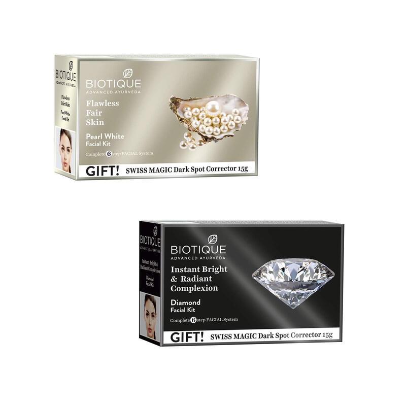 Biotique Pearl White Facial Kit For Flawless Fair Skin & Diamond Facial Kit for Instant Bright & Radiant Complexion, 2 Pieces
Biotique Pearl White Facial Kit For Flawless Fair Skin & Diamond Facial Kit for Instant Bright & Radiant Complexion, 2 Pieces