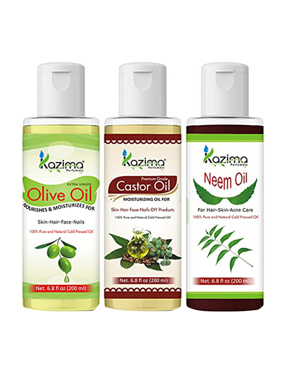 Kazima Combo of Olive Oil, Castor Oil and Neem Carrier Oil for All Type Hair, 200ml
Kazima Combo of Olive Oil, Castor Oil and Neem Carrier Oil for All Type Hair, 200ml