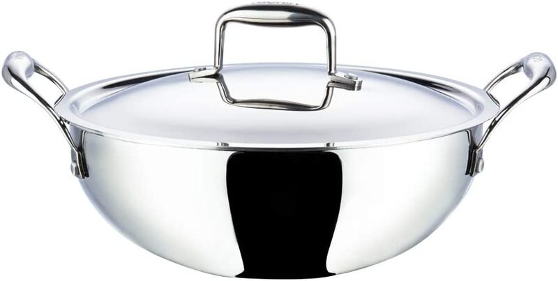 Vinod Platinum Triply Stainless Steel Extra Deep Kadai with Stainless Steel Lid, 3.3 litres, Silver
Vinod Platinum Triply Stainless Steel Extra Deep Kadai with Stainless Steel Lid, 3.3 litres, Silver