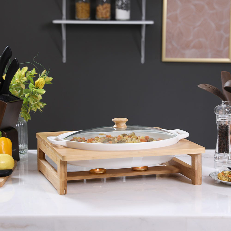 Danube Home 43cm Eternity Oval Casserole Food Warmer with Wooden Stand, 5574D-17I-G, White/Beige
Danube Home 43cm Eternity Oval Casserole Food Warmer with Wooden Stand, 5574D-17I-G, White/Beige