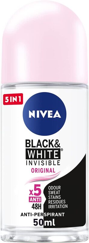 Nivea Black & White Invisible Protection Original Antiperspirant Roll-On for Women, 50ml
Nivea Black & White Invisible Protection Original Antiperspirant Roll-On for Women, 50ml