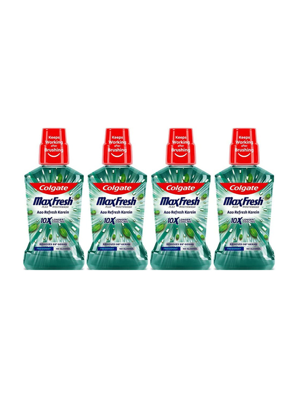 Colgate Maxfresh Fresh Mint Plax Antibacterial Mouthwash Germ Removal 24/7 Fresh Breath, 4 x 250ml
Colgate Maxfresh Fresh Mint Plax Antibacterial Mouthwash Germ Removal 24/7 Fresh Breath, 4 x 250ml