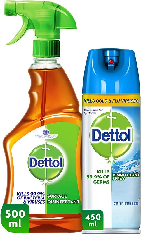 Dettol Crisp Breeze with Original Anti-Bacterial Surface Disinfectant Liquid Trigger, 2 x 500ml + 450ml
Dettol Crisp Breeze with Original Anti-Bacterial Surface Disinfectant Liquid Trigger, 2 x 500ml + 450ml