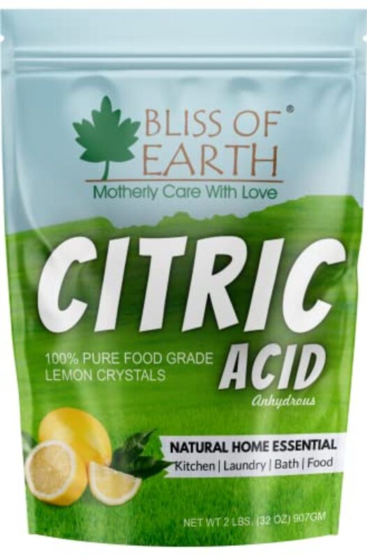 Bliss of Earth Citric Acid 100% Pure Food Grade Lemon Crystals Anhydrous Citric Acid Powder, 907gm
Bliss of Earth Citric Acid 100% Pure Food Grade Lemon Crystals Anhydrous Citric Acid Powder, 907gm