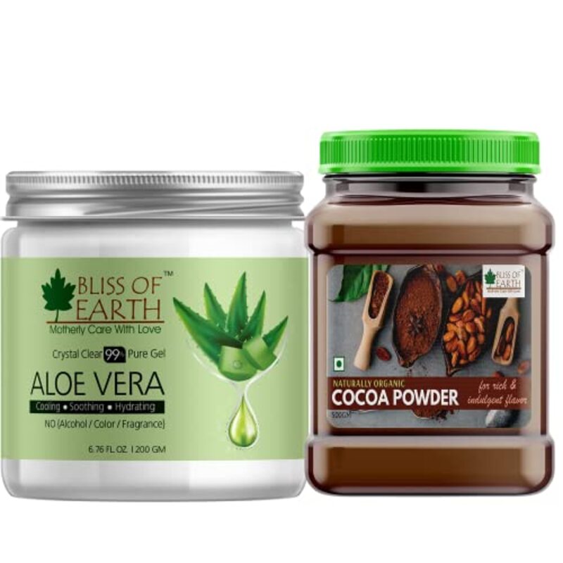 Bliss of Earth 99% Pure Crystal Clear Aloe Vera Gel & Naturally Organic Alkalized Dark Cocoa Powder, 200gm, 500gm
Bliss of Earth 99% Pure Crystal Clear Aloe Vera Gel & Naturally Organic Alkalized Dark Cocoa Powder, 200gm, 500gm