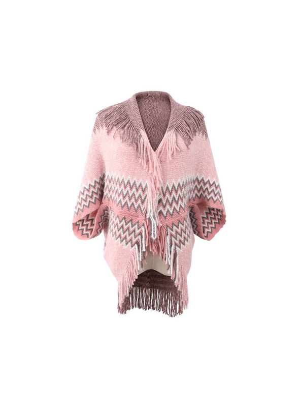 Dinazah Shawl Neck and Dolman Sleeves Knitted Tassel Poncho Top for Women, One Size, Pink
Dinazah Shawl Neck and Dolman Sleeves Knitted Tassel Poncho Top for Women, One Size, Pink