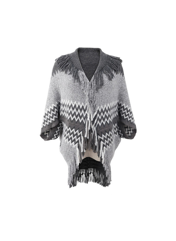 Dinazah Shawl Neck and Dolman Sleeves Knitted Tassel Poncho Top for Women, One Size, Grey
Dinazah Shawl Neck and Dolman Sleeves Knitted Tassel Poncho Top for Women, One Size, Grey