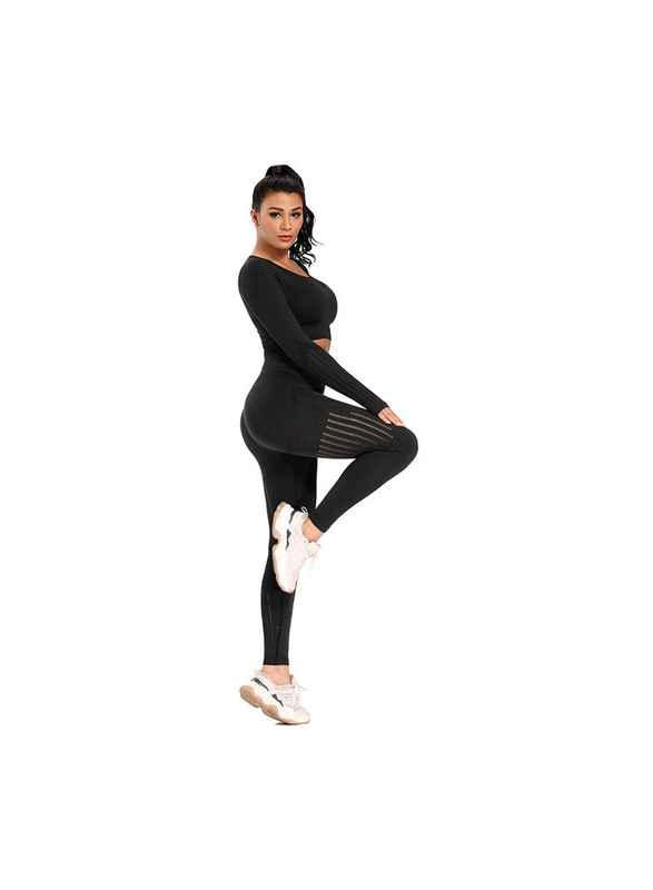 Dinazah 2-Piece Scoop Neck and Long Sleeve High Waist Crop Top with Tracksuit Workout Set for Women, Large, Black
Dinazah 2-Piece Scoop Neck and Long Sleeve High Waist Crop Top with Tracksuit Workout Set for Women, Large, Black