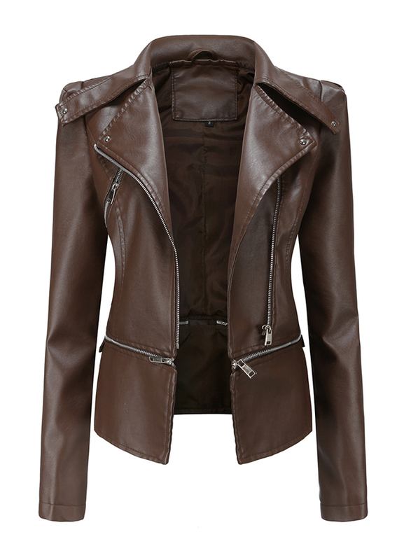 Dinazah Long Sleeve and Collared Neck Detachable Leather Jacket for Women, Extra Large, Dark Brown
Dinazah Long Sleeve and Collared Neck Detachable Leather Jacket for Women, Extra Large, Dark Brown