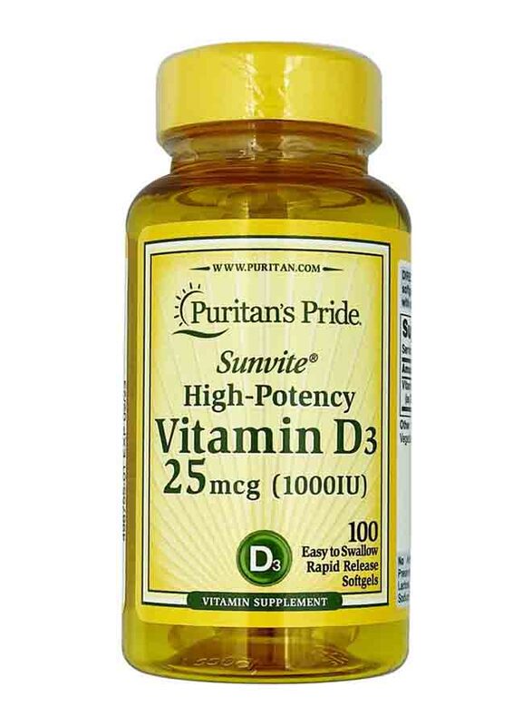 Puritans Pride Sunvite High Potency Vitamin D3 Vitamin 1000IU Supplement, 100 Softgels
Puritans Pride Sunvite High Potency Vitamin D3 Vitamin 1000IU Supplement, 100 Softgels