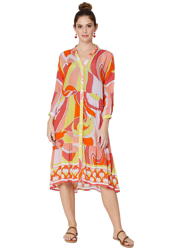 Couture Labs Couturelabs Amaia Holiday in Ibiza V-Neck 3/4 Three Quarter Sleeve Floral Print Midi Dress, Medium, Orange
Couture Labs Couturelabs Amaia Holiday in Ibiza V-Neck 3/4 Three Quarter Sleeve Floral Print Midi Dress, Medium, Orange