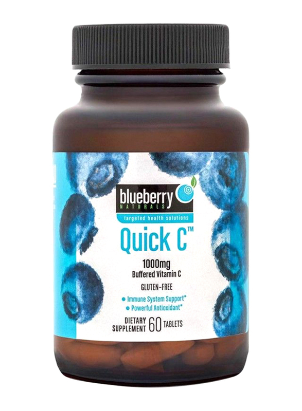 Blueberry Naturals Buffered Quick C Dietary Supplement, 1000mg, B0135, 60 Tablets
Blueberry Naturals Buffered Quick C Dietary Supplement, 1000mg, B0135, 60 Tablets