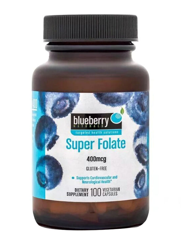 Blueberry Naturals Super Folate Dietary Supplement, 400mcg, B0098, 100 Vegetarian Capsules
Blueberry Naturals Super Folate Dietary Supplement, 400mcg, B0098, 100 Vegetarian Capsules