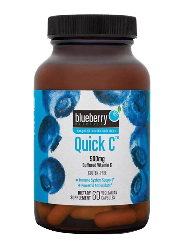 Blueberry Naturals Buffered Quick C Dietary Supplement, 500mg, B0128, 60 Vegetarian Capsules
Blueberry Naturals Buffered Quick C Dietary Supplement, 500mg, B0128, 60 Vegetarian Capsules
