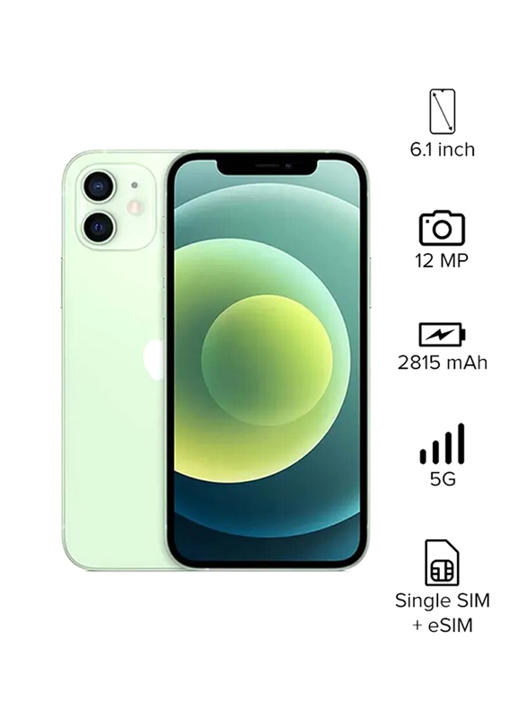 Apple iPhone 12 256GB Green, with FaceTime, 4GB RAM, 5G, Single Sim Smartphone, International Version
Apple iPhone 12 256GB Green, with FaceTime, 4GB RAM, 5G, Single Sim Smartphone, International Version