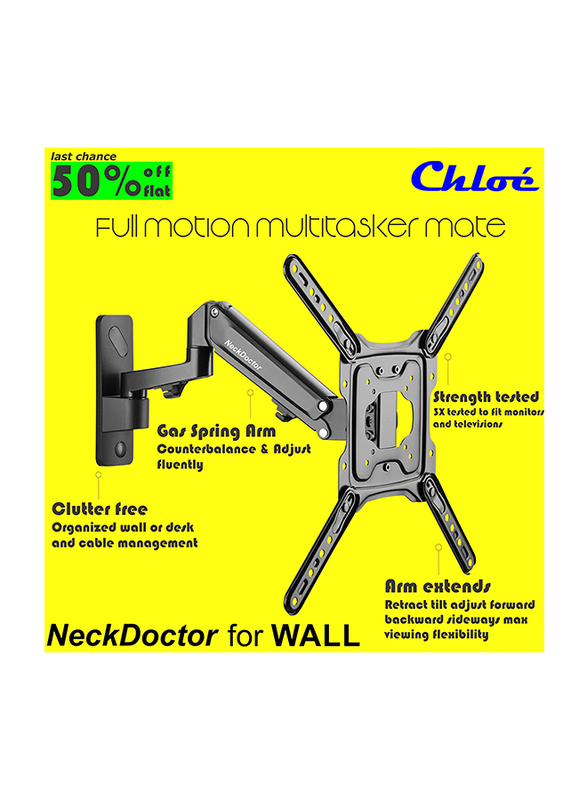 NeckDoctor The Original Ergonomic Gas Spring TV and Monitor Arm Wall Mount for 23 to 55-inch, Grey
NeckDoctor The Original Ergonomic Gas Spring TV and Monitor Arm Wall Mount for 23 to 55-inch, Grey