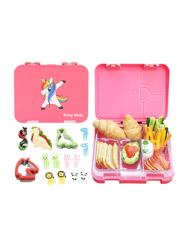 Eazy Kids 6 & 4 Compartment Convertible Bento Lunch Box with Sandwich Cutter, Veggie Cutter and Animal Shaped Fruit Picks, Unicorn, Pink
Eazy Kids 6 & 4 Compartment Convertible Bento Lunch Box with Sandwich Cutter, Veggie Cutter and Animal Shaped Fruit Picks, Unicorn, Pink