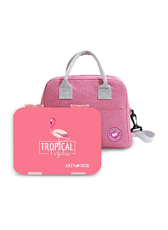 Eazy Kids Tropical Bento 4 & 6-Compartment Insulated Lunch Bag with Lunch Box, Pink
Eazy Kids Tropical Bento 4 & 6-Compartment Insulated Lunch Bag with Lunch Box, Pink
